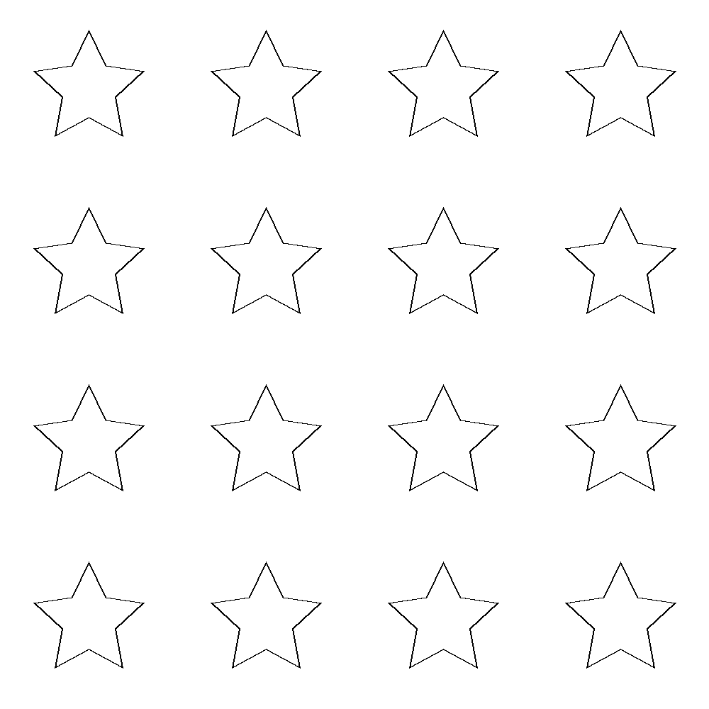 Symmetric Five-Pointed Stars in Neat Grid Layout — free printable coloring page