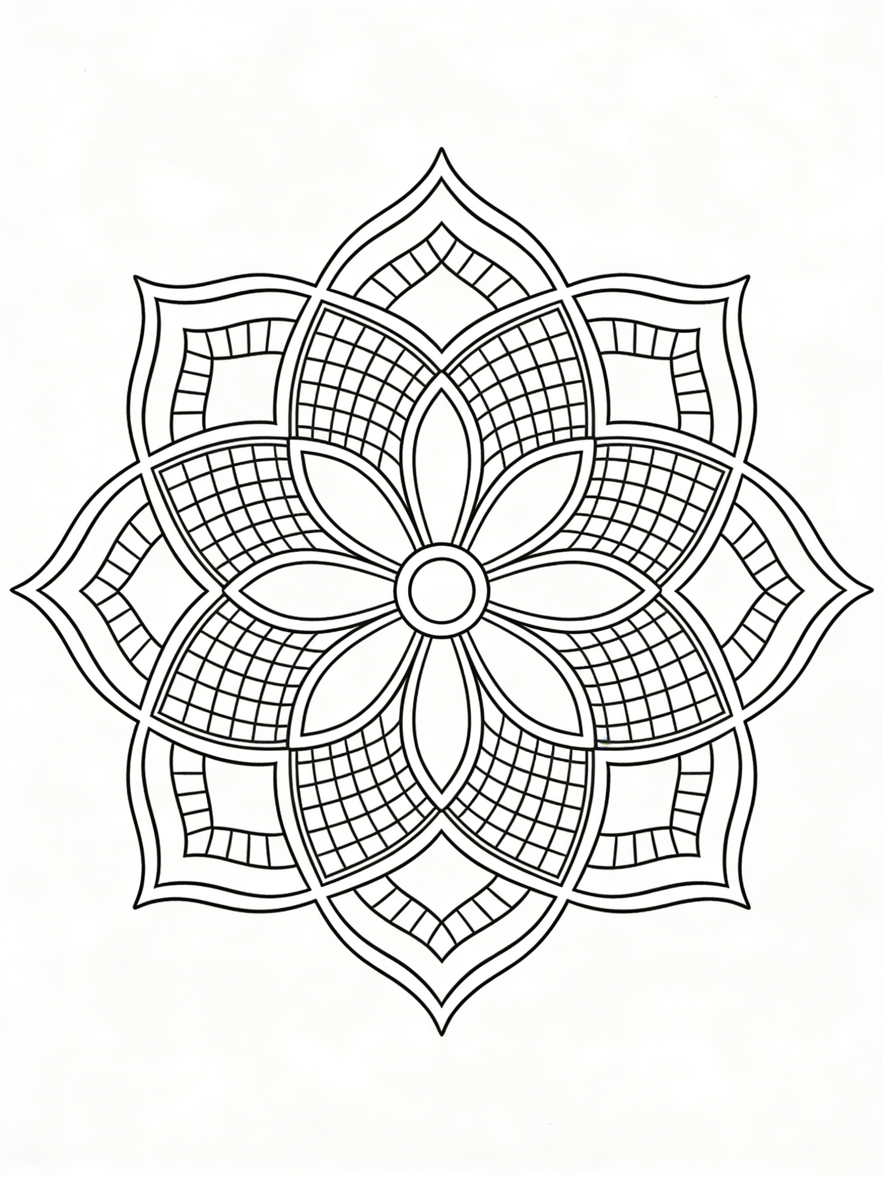 Symmetrical Floral Mandala — free printable coloring page