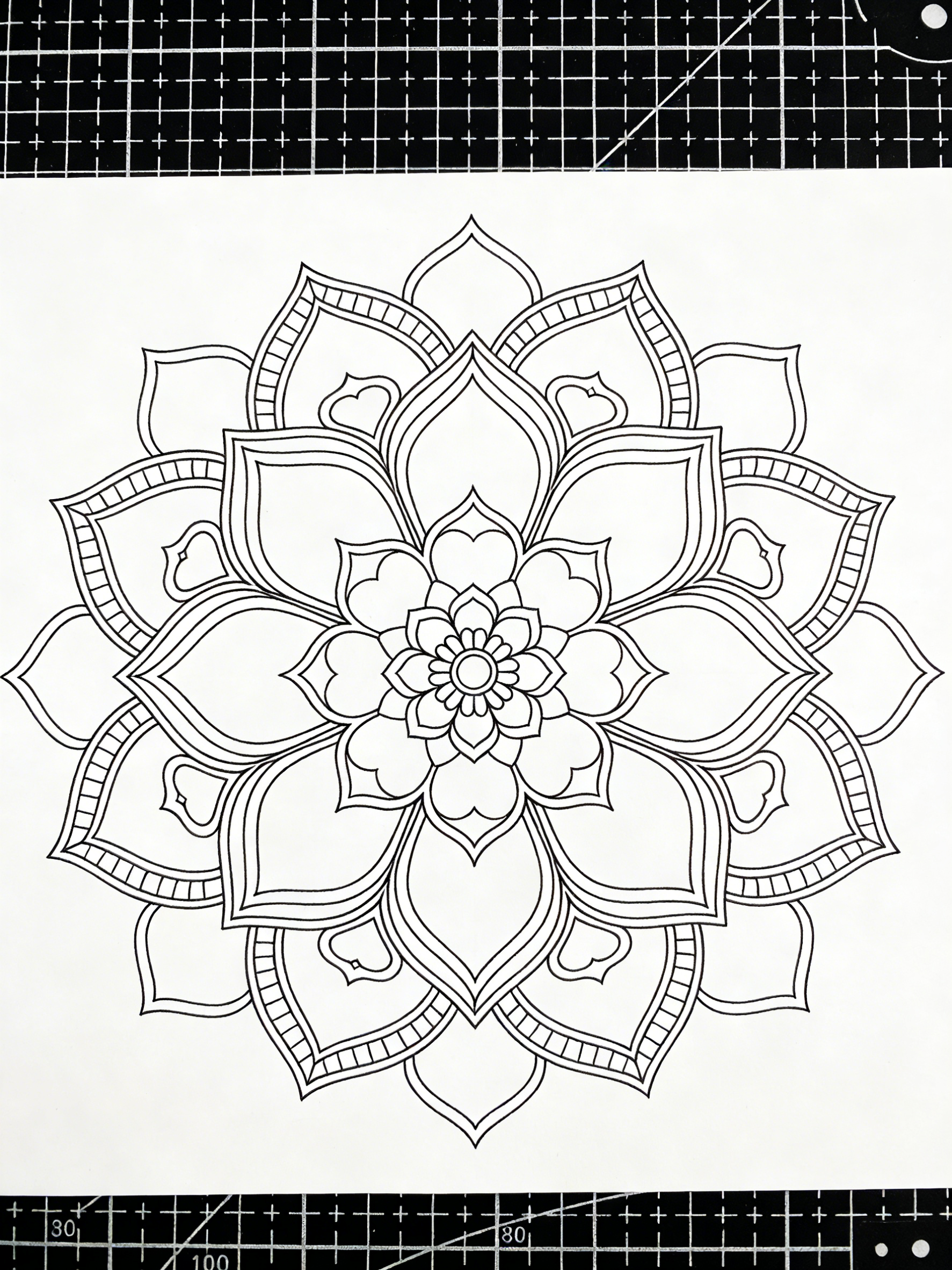 Symmetrical Floral Mandala — free printable coloring page